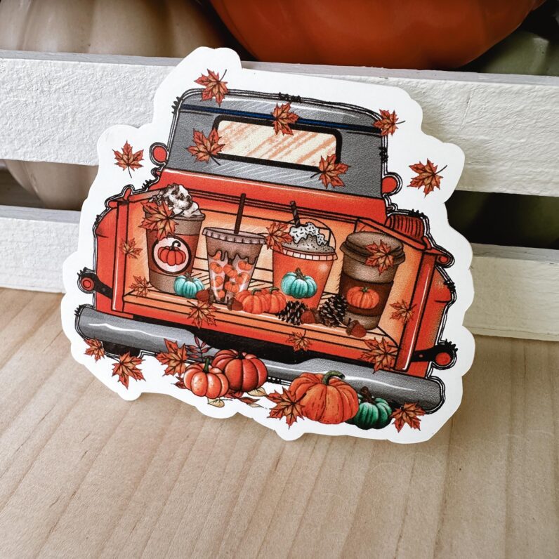 Fall Truck Drink Delivery Vinyl Sticker